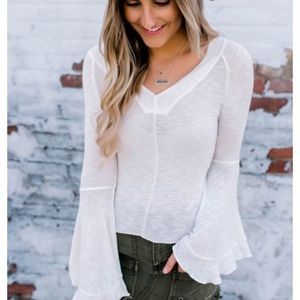 Elegant White Bell Sleeve Top
